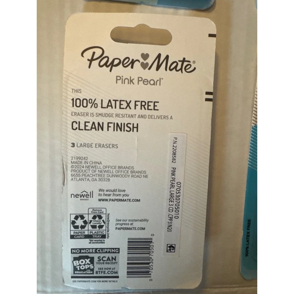 Paper Mate Pink Pearl Erasers Bulk Lot 6 Packs of 3 Large Latex Free 70501